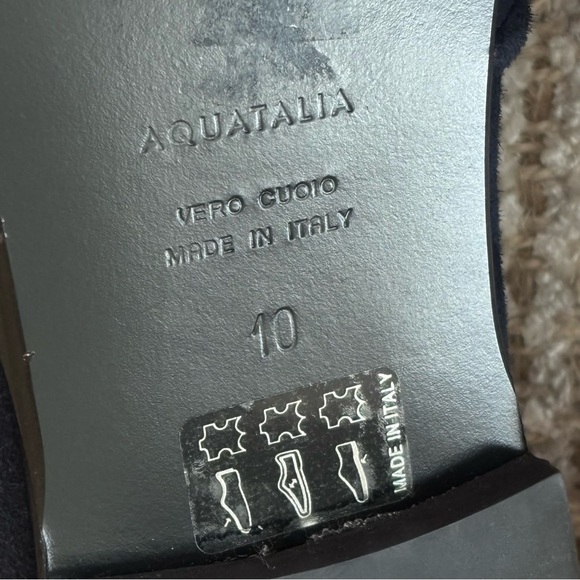 Aquatalia Revy Navy Blue Suede Loafers Women’s Size 10 Smoking Driving Shoes - Picture 9 of 10